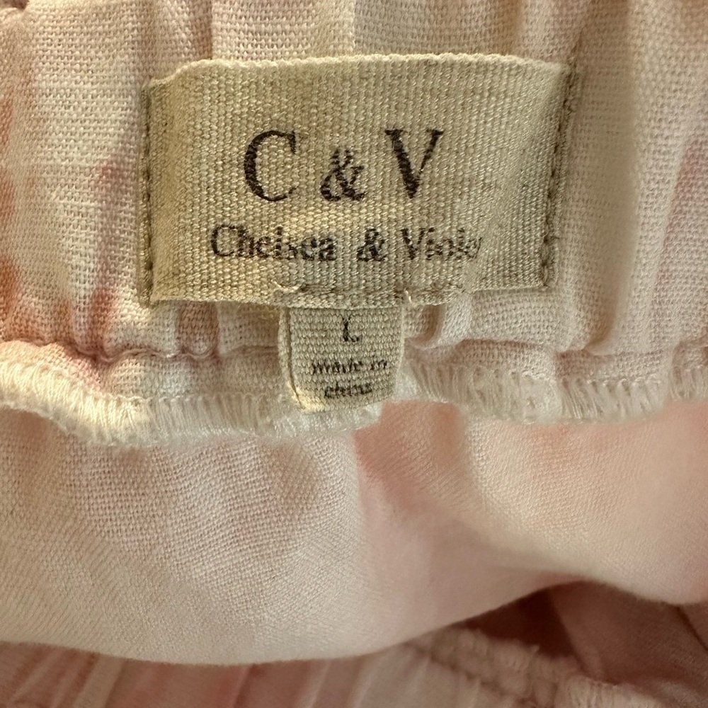 Chelsea & Violet Linen Pink Tie Dye Lace Tiered Mini Skirt Large - Picture 7 of 7